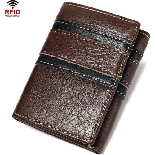 Mens leather wallet fashion buckle coin purse stitching clutch leather mens wallet