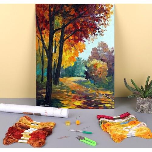 Touch The Fall Printed Fabric 11CT Cross Stitch Embroidery Set DMC Threads Knitting Painting Craft Needlework Counted Stamped