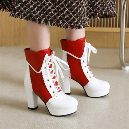 PXELENA 2021 NEW JK 5 Colors Elegant Women High Heels Ankle Boots Contrast Color Party Dress Date Cosplay Shoes Large Size 34-48