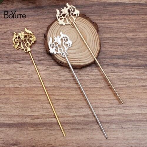 BoYuTe New Arrive (10 Pieces/Lot) Metal Alloy 30*31MM Flower Hair Stick Diy Hand Made Retro Hair Jewelry Accessories