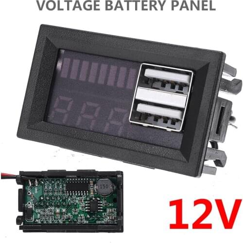 New 12V Digital LED Display Car Voltmeter Test Tool Black Dual USB Plug Voltage Battery Panel Meter Measuring Tools Accessories