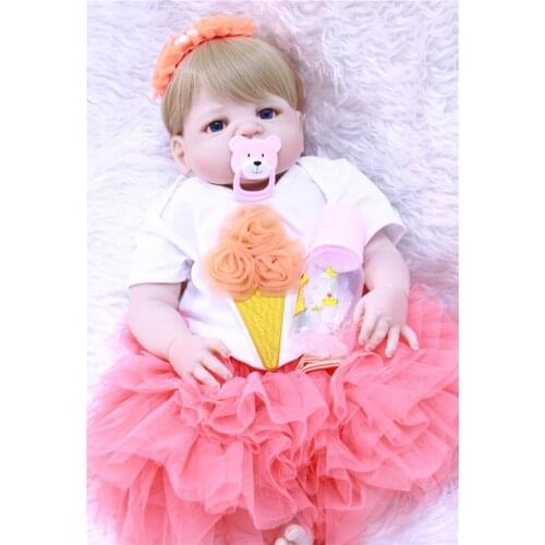 NPK 23" Full Body Silicone Reborn Baby princess doll toy bathe Play House dolls bebe toys reborn bonecas kids gift doll toys