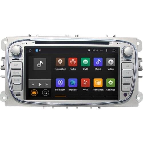 Android 9.0 Silver Car Radio Stereo Wifi DAB+ Octa Core 4GB RAM Car GPS Navigation For Ford Focus/Mondeo/S-max/Connect 2008-2011