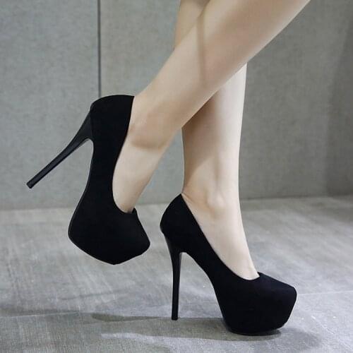 Europe and the United States autumn fashion high heel waterproof platform shallow mouth womens shoes