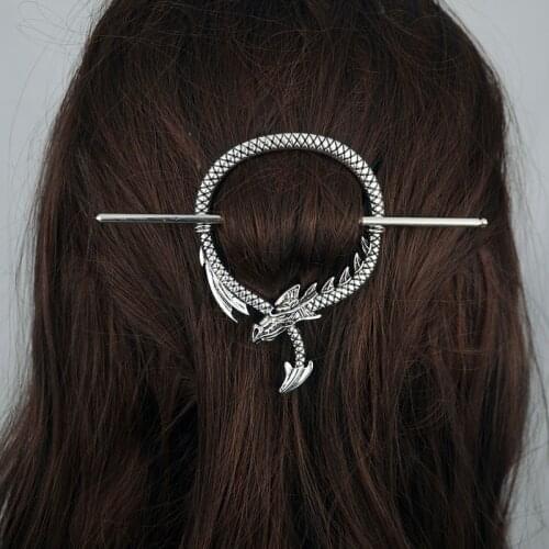 Ouroboros Hair Sticks Jewelry For Women Lazy Daily Hair Pin Silver Snake Dragon Hair Accessories