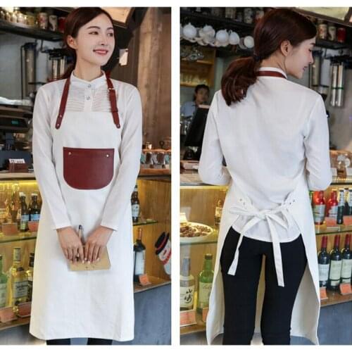 Thickened leather canvas apron Restaurant tea shop coffee bakers overalls custom-made