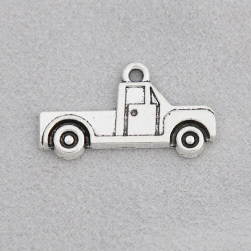 RAINXTAR Antique Silver Color Single Side Alloy Truck Car Charms 14*26mm 20pcs AAC1854