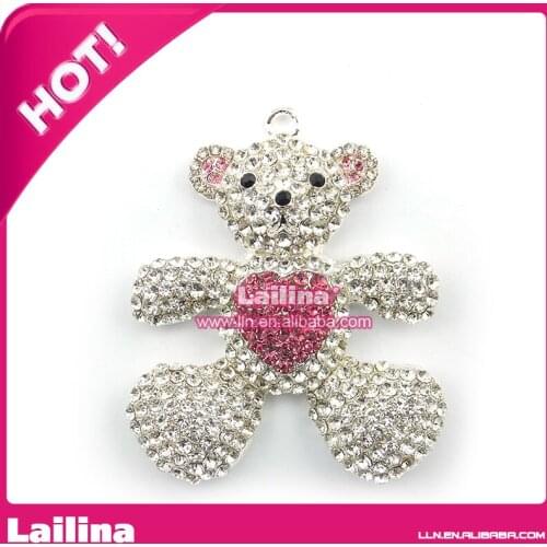 Clear Red Heart For Valentines Day Rhinestone Panda Pendant