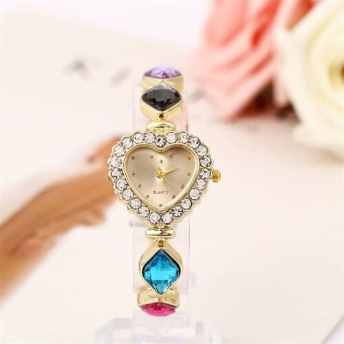 Luxury Brand Womens Watches 2018 Gold Fashion Ladies' Bracelet Quartz Wristwatches relogio feminino Multicolor Crystal Clock