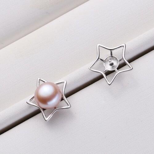 925 Sterling Silver Pearl Earrings Five Star Stud Earrings Charm Earrings Findings Jewelry Parts Fittings Womens Accessories