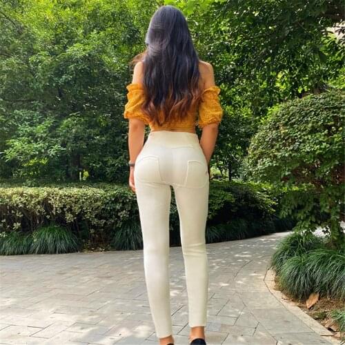 Melody High Waist Skinny Push Up Pants Streetwear Women White Zipper Fly Sexy Butt Lifting Trousers Joggers Women