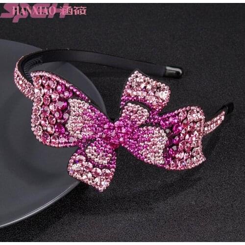 Rhinestone bow hair band Korean diamond hairpin womens simple and versatile external headband large diamond