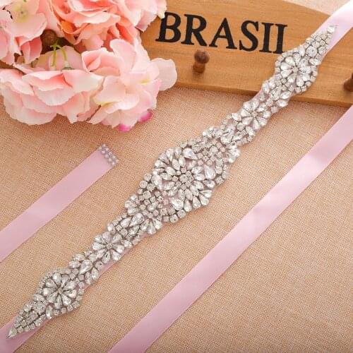 SESTHFAR Rhinestones Bridal Belt Crystal Wedding Belt Sliver Diamond Bridal Sash For Wedding Bridesmaid Dress