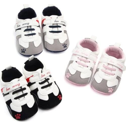 Baby shoes spring and summer 0-1 year old male and female baby rubber-soled PU casual shoes cute cat claw toddler shoes