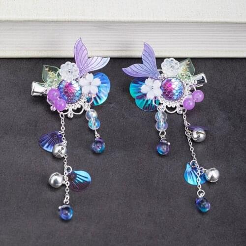 2 pcs Mermaid Vintage Hair Clip Girl Tassel Hair Clips Hairpin HanfuTraditional Headdress Handmade Hair clip