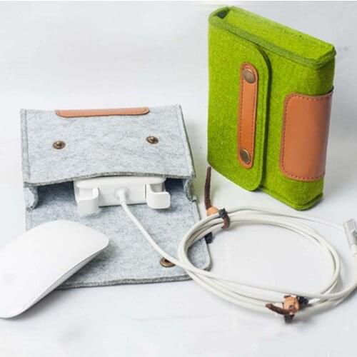 Felt Storage Bag Mini Data Cable Mouse Charger Organizer Travel Accessories Grey Key Coin Felt Earphone Card Power Storage Bags