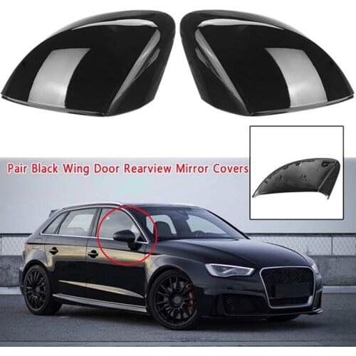 Bright Black Car Side Rearview Mirror Cap Cover Rear View Mirror Covers Direct Replacement For- A3 S3 RS3 2013-2019