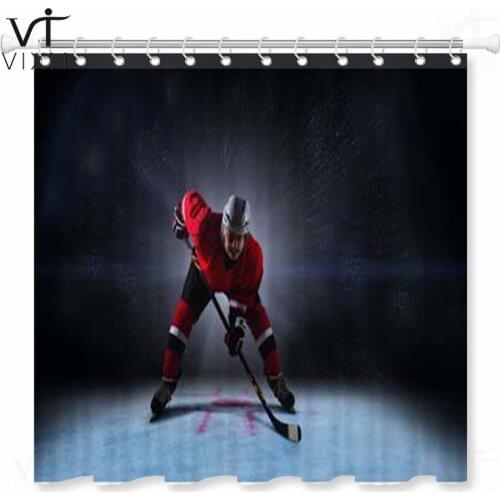 Vixm Ice Hockey Shower Curtain Sport Pattern Waterproof Bathroom Curtain Polyester Fabric Bath Decor Curtain Sets