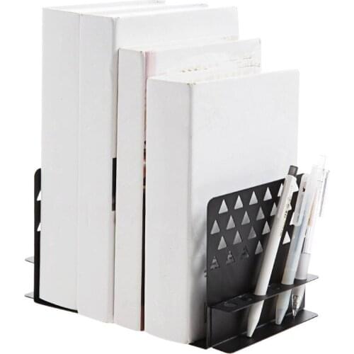 1 pcs Metal Creative Bookends Hollow Desktop Organizer For Pen Book Holder Stand Office Student Gift School Supplies Stationery