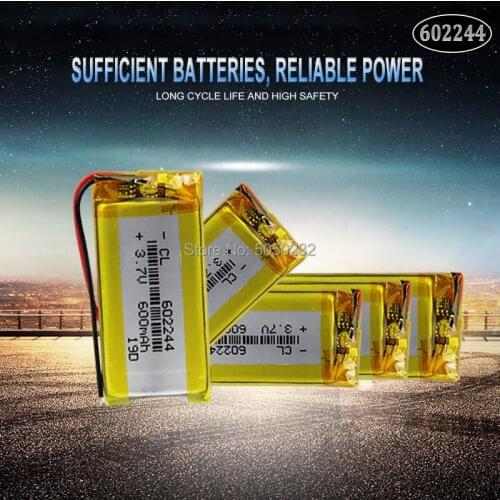 10pc 600mAh 3.7v 602244 Rechargeable Li-polymer Battery For PSP DVD MID PDA GPS MP4 Electric Toys Bluetooth Speaker Battery