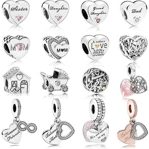 100% Real 925 Sterling Silver Sister Charm Family Charm Fit Original Brand Bracelet Diy Jewelry