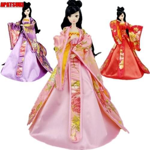 3pcs/lot Cosplay Dress For Barbie Doll Outfits 1/6 Traditional Chinese Ancient Beauty Costume Clothes Party Evening Dresses Toys