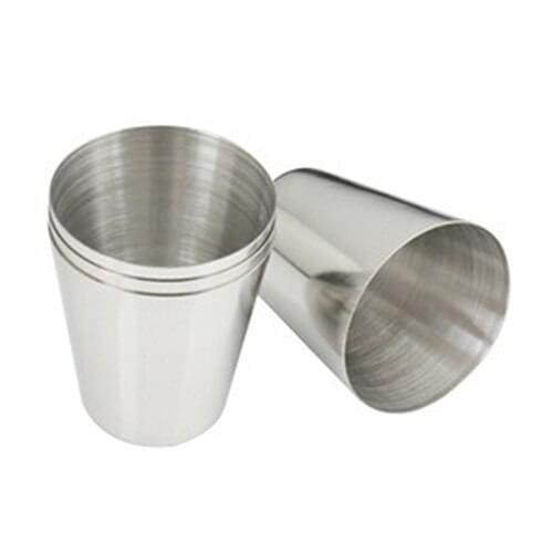 4Pcs Outdoor Camping Hiking Polished Stainless Steel Whiskey Liquor Cup for Hip Flask