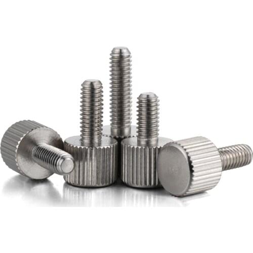 5pcs/lot M3*5/6/8/10/12mm Knurling Flat Head Knurled Thumb Screw Hand Tighten Computer Screws Iron Nickel Plating