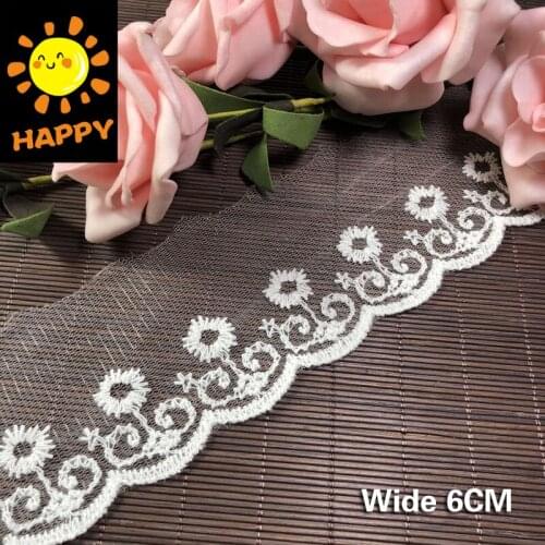 6CM Wide Exquisite White Hollow Cotton Embroidered lace fabric DIY Dress Curtains Apparel African Lace Fabric 2021