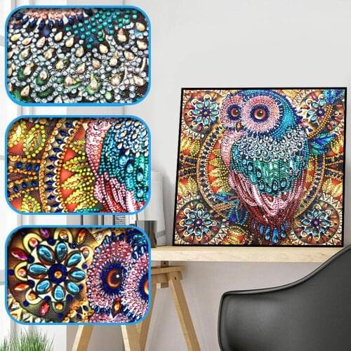 30X30cm DIY Diamond Embroidery Flower Tree Special Shape Diamond Painting Rhinestone Crystal Animal Owl Home Decoration Gifts