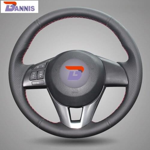BANNIS Black Artificial Leather DIY Hand-stitched Steering Wheel Cover for Mazda CX-5 CX5 Atenza 2014 New Mazda 3 CX-3 2016