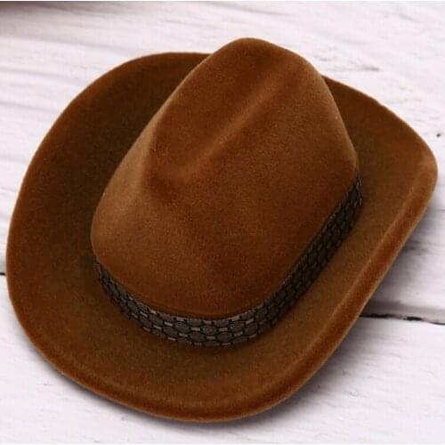 Cowboy Hat Shape Velvet Display Gift Box Jewelry Case For Necklace Earrings Ring