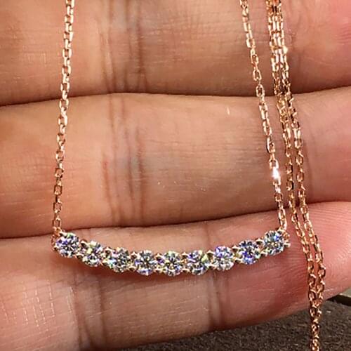 14K Rose Gold Women Pendants Necklaces Moissanite Diamond 9 pcs 0.1 Carat Each Smiley Wedding Anniversary Engagement Party Gift