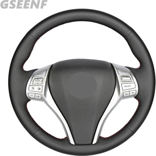 Steering Wheel Cover For Nissan Teana Altima 2013-2016 X-Trail QASHQAI Rogue 2014-2016 Sentra Tiida Black DIY Artificial Leather