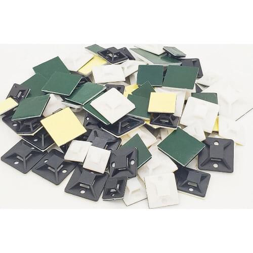 Black Cable tie mount black Zip Tie car Cable Wire Removable Self Adhesive cable tie base Wall Holder Mount Clip green glue