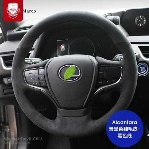 For Lexus ES300 NX RX450 IS200 GS Car steering wheel cover hand-sewn Real alcantara suede Hand Grip Auto parts car accessories