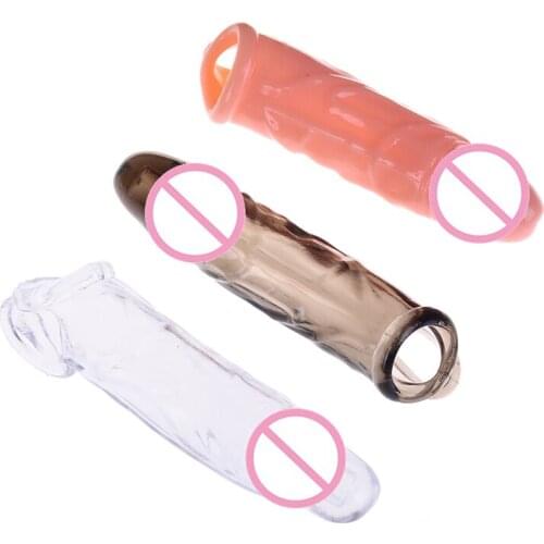 2020 Soft Silicone Cock Ring Penis Sleeve Elastic Delay Ejaculation Penis Extender For Men Vibrating Rings Time Sex Toy
