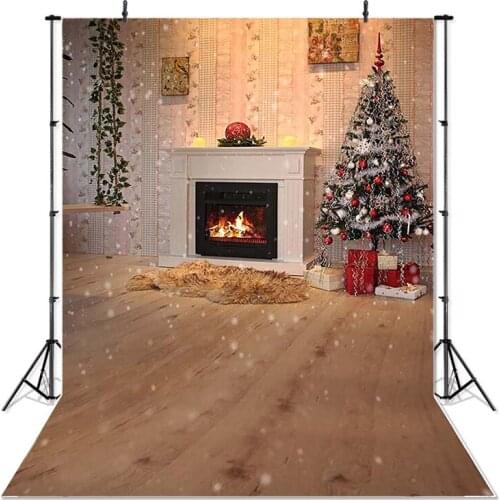 Christmas Photography Background X-mas Tree Fireplace Gift Backdrop Kids Party Decoration Bokeh Props Banner For Photo Studio