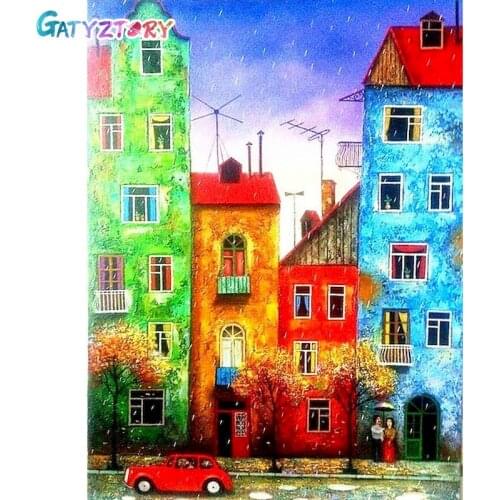 GATYZTORY Painting By Numbers DIY Cartoon House Room Wall Art Unframed Oil Paint For Adults 60x75cm Home Decoration