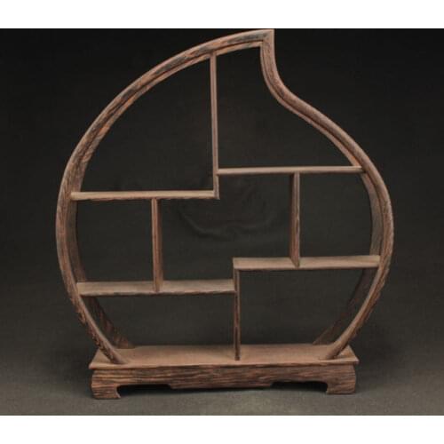 China BIG OLD ROSE WOOD CARVED PEACH SHAPE STAND SHELF FOR STATUE SNUFF BOTTLE /1