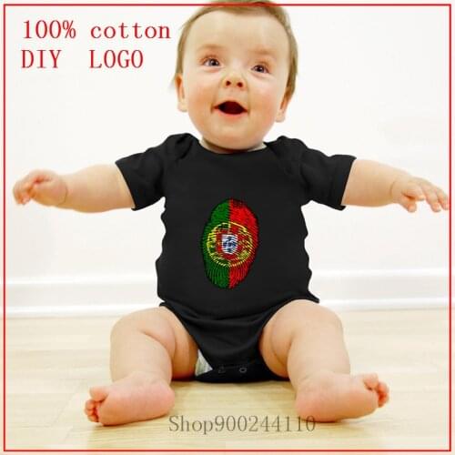 Portugal Flag Fingerprint 2020 New Fashion Newborn Girls boys Bodysuit Baby Solid Cotton Baby Clothing Summer Unisex Clothes