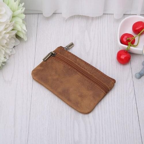 Cowhide Slim Coin Purse Women Coin Purse Men Zipper Around Wallet Card Holder
