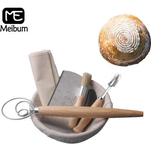 Meibum Banneton Bread Basket Fermentation Rattan Baskets Proofing Brotform Round Dough Rising Form Linen Scraper Baking Tools