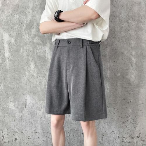 Summer Suit Shorts Mens Slim Fashion Solid Color Business Casual Shorts Men Streetwear Korean Straight Dress Shorts Mens M-XL