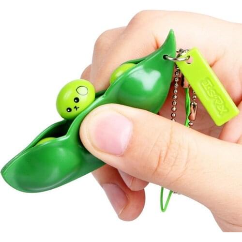 Creative Keychain Kawaii Squishy Peas In A Pod Keyring Edamame Keychain Cute Mochi Bean Fidget Toy Gift