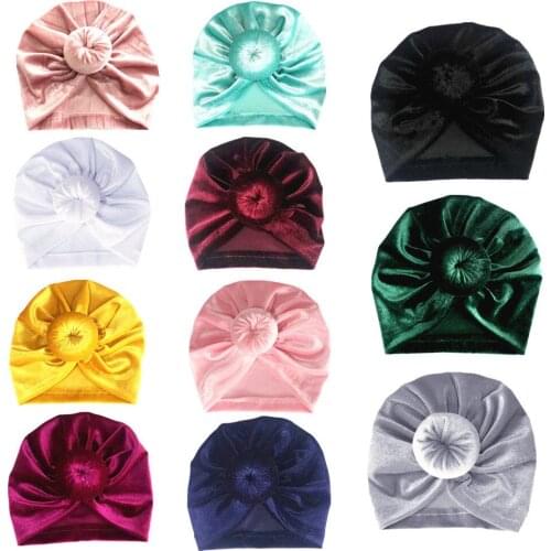Soft Baby Girls Kids Toddler Bow Hairband Headband Turban Big Ball Head-Wrap Velvet Hat for 1-6Y