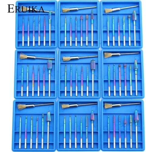 7pcs Rainbow Carbide Nail Drill Bit Diamond Milling Cutter Set for Electric Manicure Rotary Nail Pedicure Polish Remove Tools