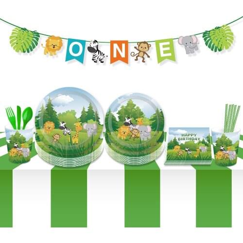 Cartoon Cute Jungle Animal Disposible Tableware Set