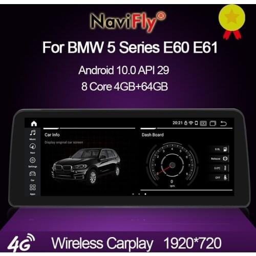 NaviFly NEW 12.3" Android 10.0 Blu-Ray Screen Car Multimedia Player for BMW 5 Series E60 E61 (2004-2010) MASK CCC/CIC System