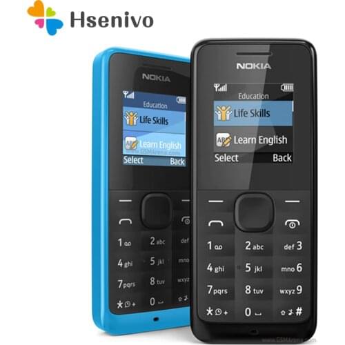 Unlocked Original Nokia 105 FM Radio Good Quality Refurbished Cheap Mobile Phone Single SIM Card or Dual SIM Card Free shipping